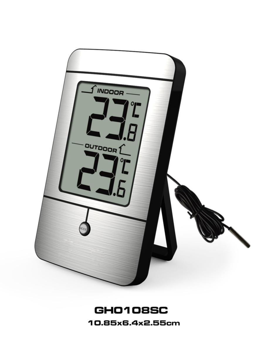 DIGITALTERMOMETER INNE/UTE MED MIN/MAX ALUMINIUM