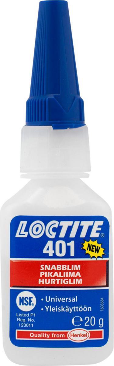 CYANOAKRYLATLIM LOCTITE 401 20G SNABBLIM ALLROU. LÄTTFLYT.