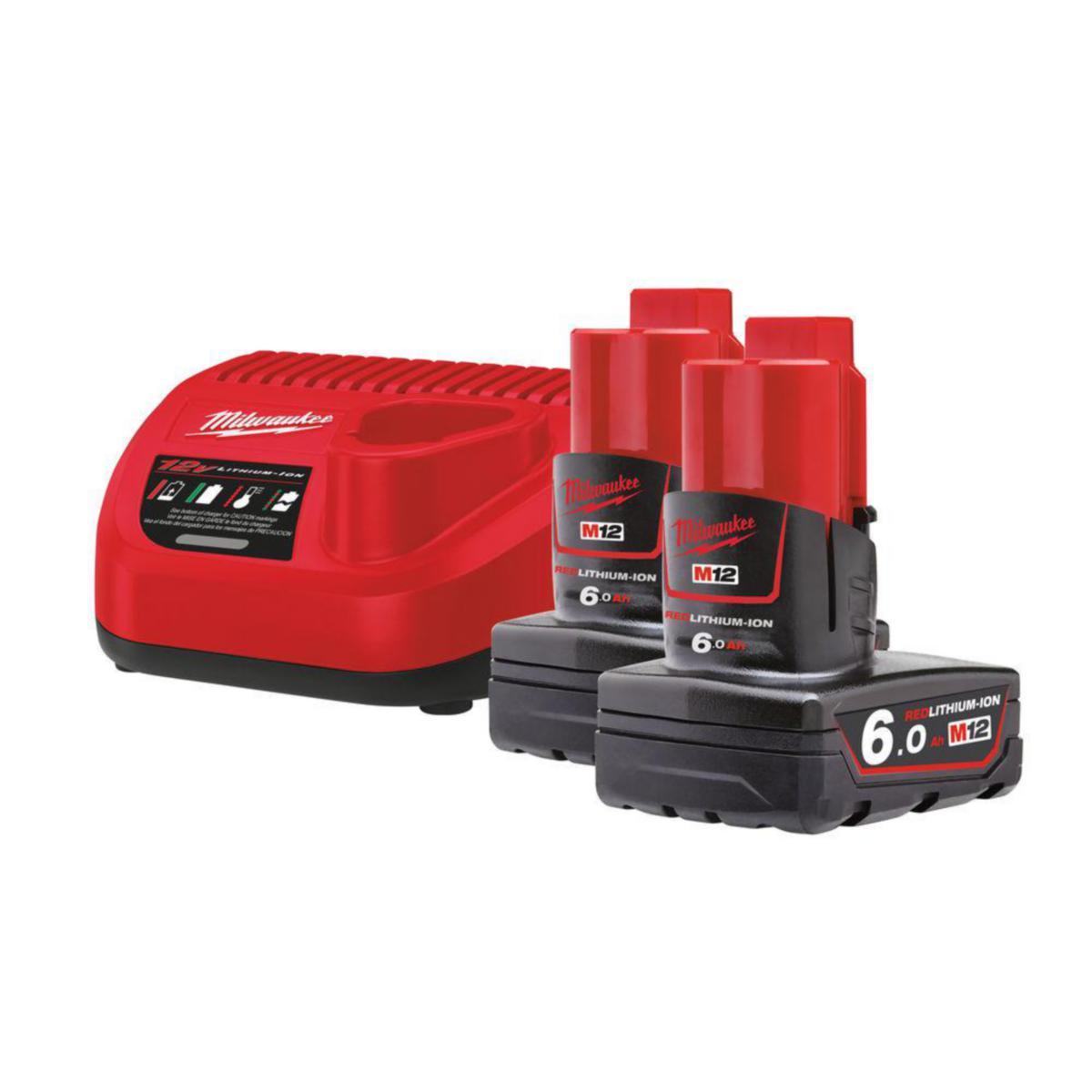 BATTERI KIT MILWAUKEE M12 NRG-602 12V 2X6.0AH LADDARE