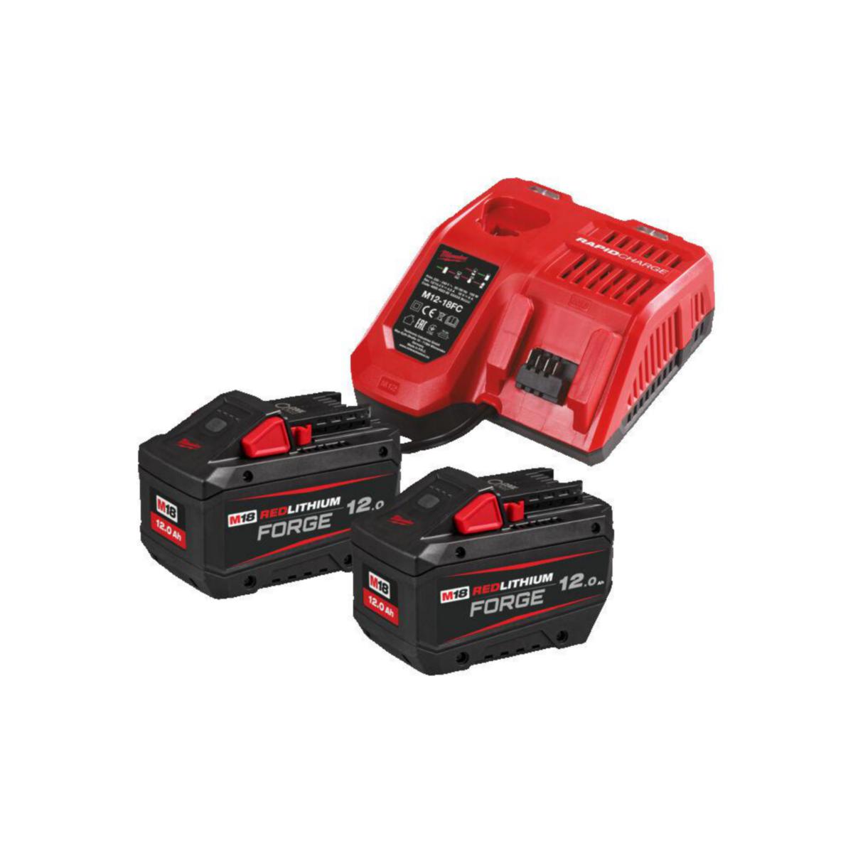 BATTERIKIT MILWAUKEE M18 FORGENRG-122, 2 X 12 AH + LADD